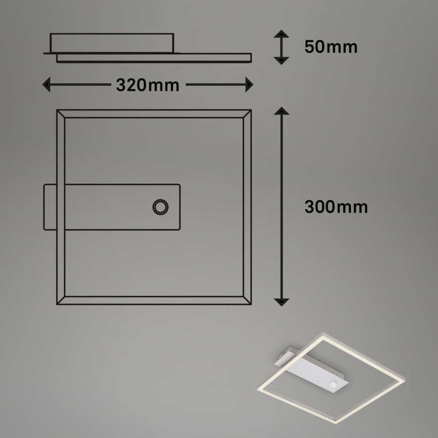 Briloner - LED-loftlampe med bevægelses- og skumringssensor FRAME LED/14W/230V 3000K 30x32 cm mat krom