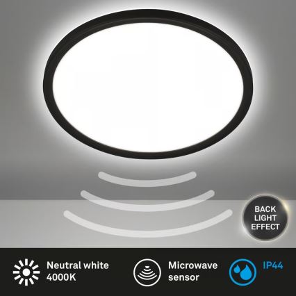Briloner - LED loftlampe til badeværelset med bevægelsessensor MOVE LED/18W/230V IP44 Ø 29 cm sort