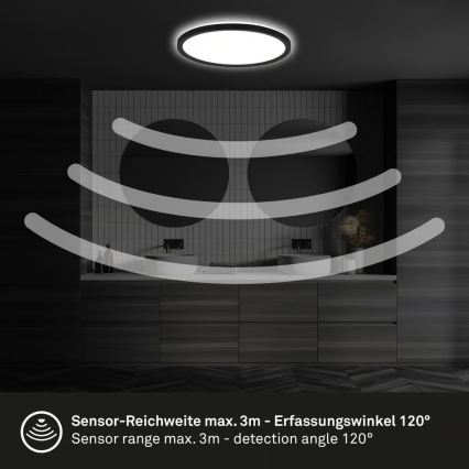 Briloner - LED loftlampe til badeværelset med bevægelsessensor MOVE LED/18W/230V IP44 Ø 29 cm sort