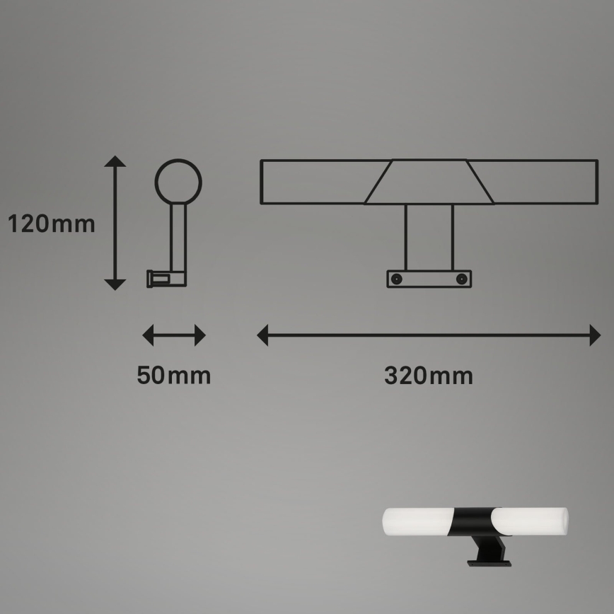 Briloner - LED spejlbelysning til badeværelse LED/7W/230V 4000K IP44 32 cm sort