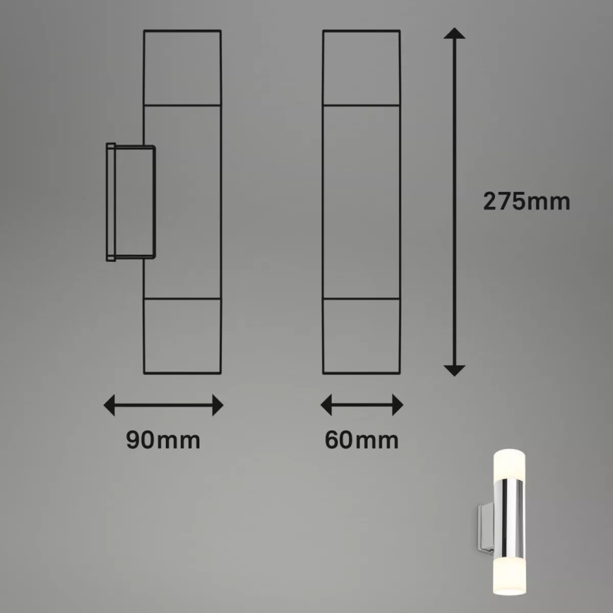 Briloner - LED badeværelses væglampe 2xGU10/4,8W/230V IP44 3000K blank krom