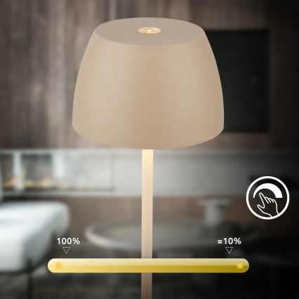 Briloner - LED dæmpbar genopladelig berøringsbetjent udendørs bordlampe MINI LED/2,5W/5V IP44 1800 mAh beige