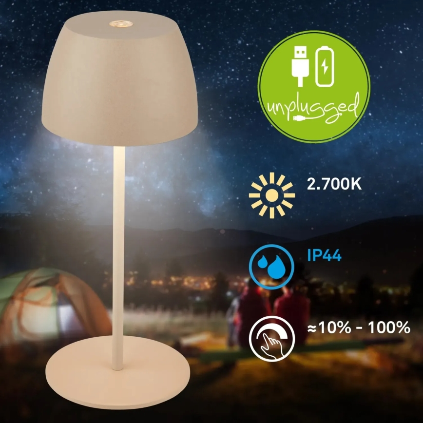 Briloner - LED dæmpbar genopladelig berøringsbetjent udendørs bordlampe MINI LED/2,5W/5V IP44 1800 mAh beige
