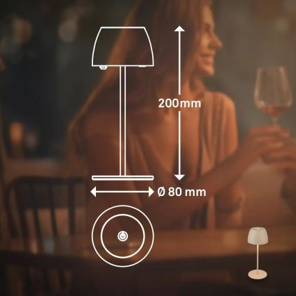 Briloner - LED dæmpbar genopladelig berøringsbetjent udendørs bordlampe MINI LED/2,5W/5V IP44 1800 mAh beige