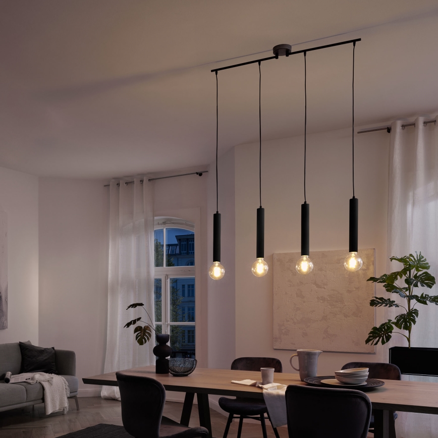 Briloner - Pendel LONGA 4xE27/60W/230V sort