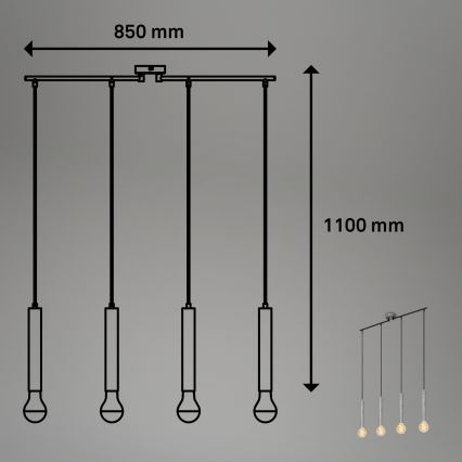 Briloner - Pendel LONGA 4xE27/60W/230V sølvfarvet