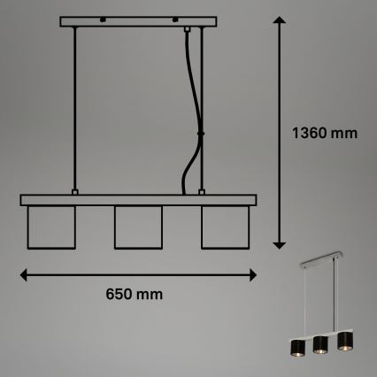 Briloner - Pendel LURI 3xE14/25W/230V gummitræ