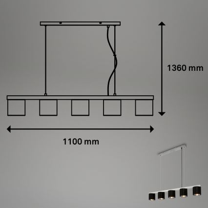 Briloner - Pendel LURI 5xE14/25W/230V gummitræ