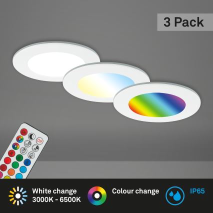 Briloner - SÆT 3x RGBW LED indbygningslampe til badeværelse dæmpbar LED/4,8W/230V 3000-6500K IP65 + fjernbetjening