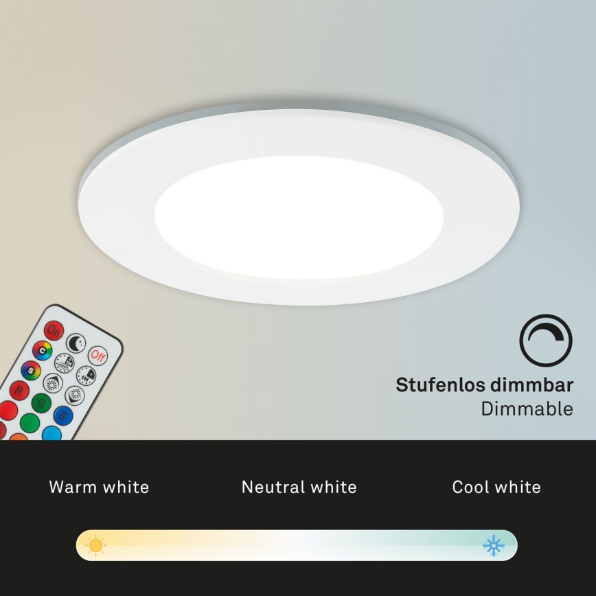 Briloner - SÆT 3x RGBW LED indbygningslampe til badeværelse dæmpbar LED/4,8W/230V 3000-6500K IP65 + fjernbetjening