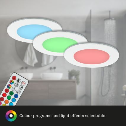 Briloner - SÆT 3x RGBW LED indbygningslampe til badeværelse dæmpbar LED/4,8W/230V 3000-6500K IP65 + fjernbetjening