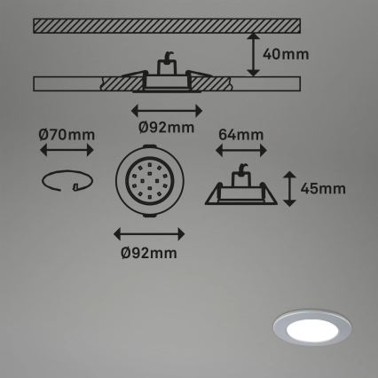 Briloner - SÆT 3x LED RGBW Indbygningslampe til badeværelse dæmpbar LED/4,8W/230V 3000-6500K IP65 + fjernbetjening