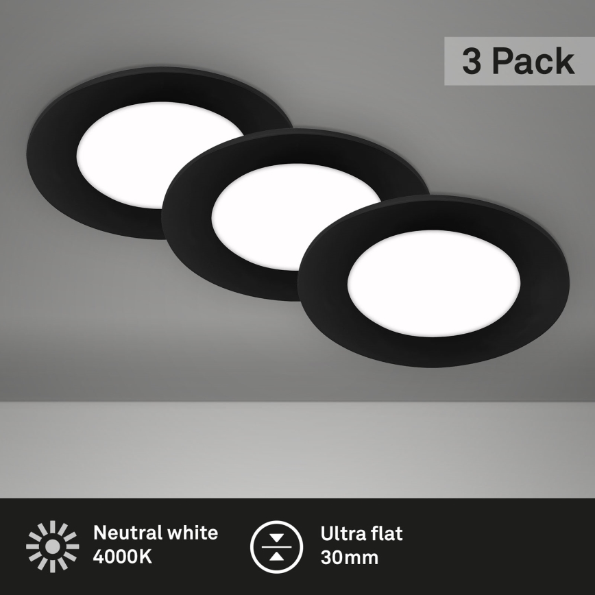 Briloner - SÆT 3x LED indbygningslampe til badeværelse LED/3W/230V IP23