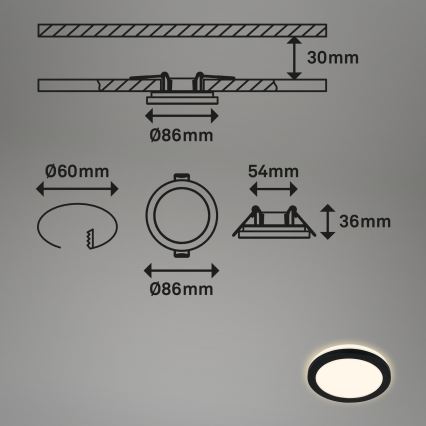 Briloner - SÆT 3x LED indbygningslampe til badeværelse LED/3W/230V IP44