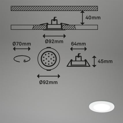 Briloner - SÆT 3x LED indbygningslampe til badeværelse dæmpbar LED/4,8W/230V 3000-6500K IP44 + fjernbetjening