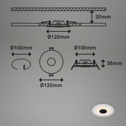 Briloner - SÆT 3x LED indbygningslampe til badeværelse LED/6W/230V IP44 sort