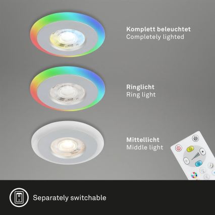 Briloner - SÆT 3x LED RGBW Indbygningslampe til badeværelse dæmpbar LED/5W/230V 3000-6500K IP44 + fjernbetjening