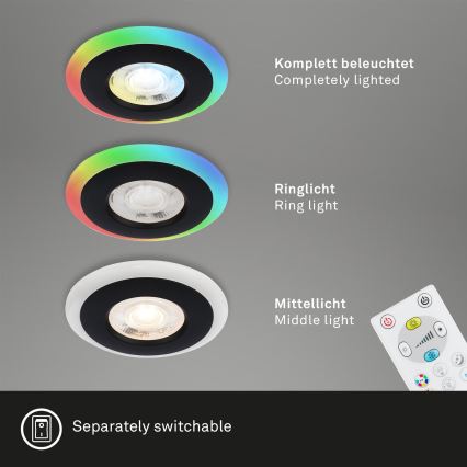 Briloner - SÆT 3x LED RGBW Indbygningslampe til badeværelse dæmpbar LED/5W/230V 3000-6500K IP44 + fjernbetjening