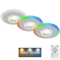 Briloner - SÆT 3x LED RGBW Indbygningslampe til badeværelse dæmpbar LED/5W/230V 3000-6500K IP44 + fjernbetjening