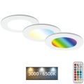 Briloner - SÆT med 3 stk. RGBW LED dæmpbare indbygningsspot til badeværelse LED/4,8W/230V 3000-6500K IP65 + fjernbetjening