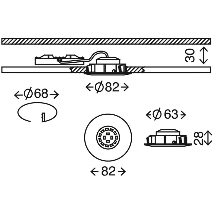 Briloner 7296-011 - LED indbygningslampe til badeværelse dæmpbar ATTACH LED/6,5W/230V IP23 antracit