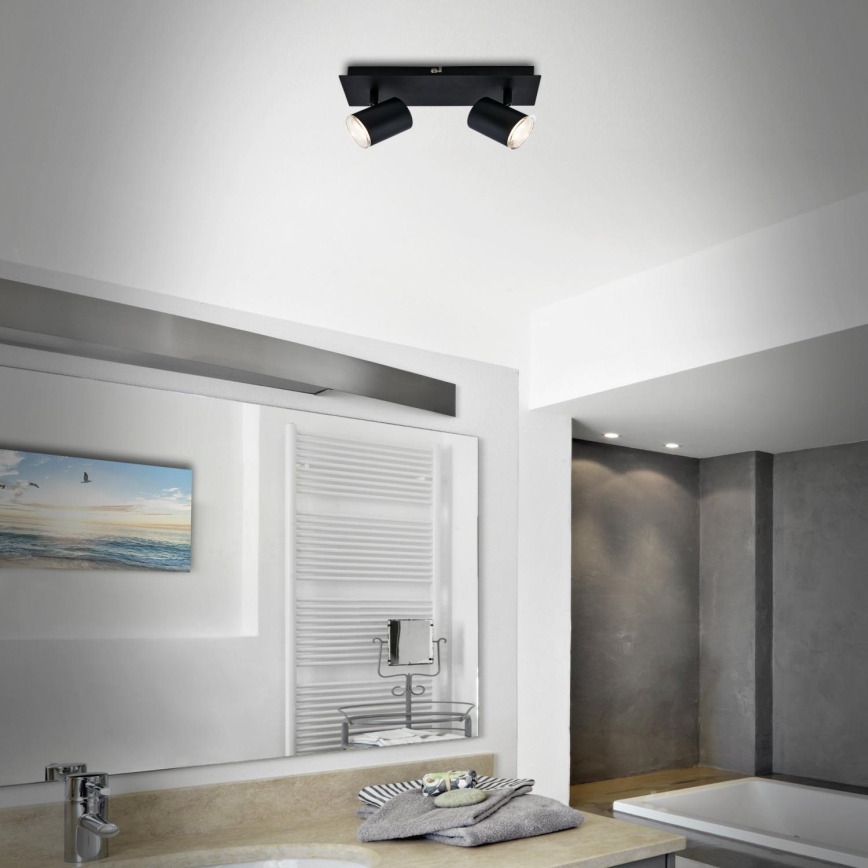 Briloner  10476221 - Spotlampe til badeværelse 2xGU10/5W/230V IP44 sort