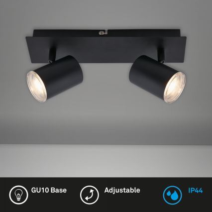 Briloner  10476221 - Spotlampe til badeværelse 2xGU10/5W/230V IP44 sort