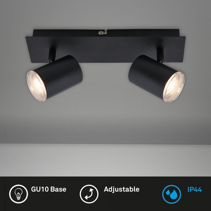 Briloner  10476221 - Spotlampe til badeværelse 2xGU10/5W/230V IP44 sort