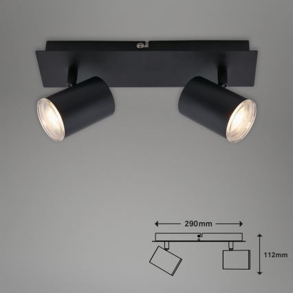 Briloner  10476221 - Spotlampe til badeværelse 2xGU10/5W/230V IP44 sort