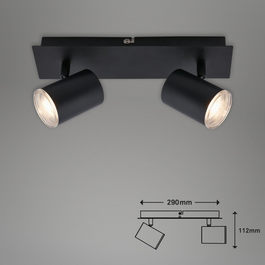 Briloner  10476221 - Spotlampe til badeværelse 2xGU10/5W/230V IP44 sort