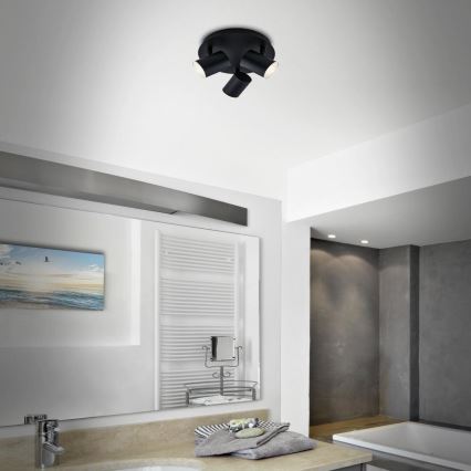 Briloner 10476229 - Spotlampe til badeværelse 3xGU10/5W/230V IP44 sort