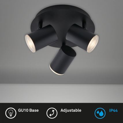 Briloner 10476229 - Spotlampe til badeværelse 3xGU10/5W/230V IP44 sort