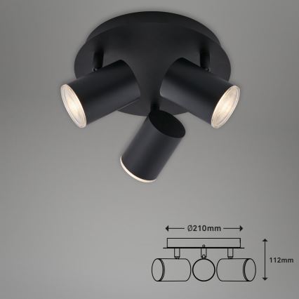 Briloner 10476229 - Spotlampe til badeværelse 3xGU10/5W/230V IP44 sort