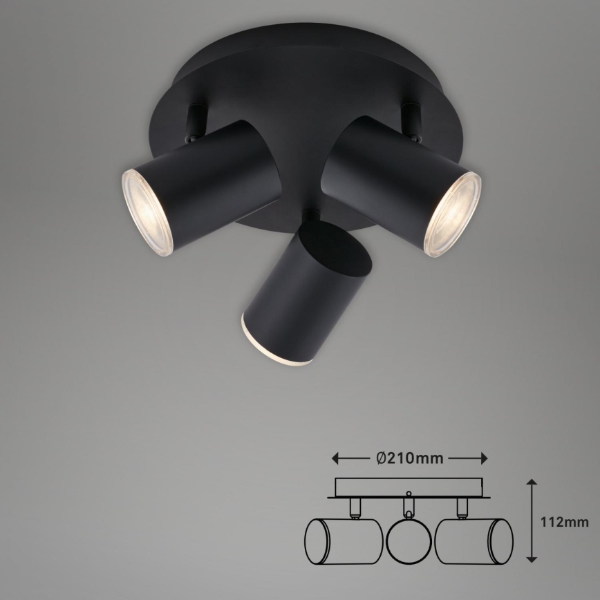 Briloner 10476229 - Spotlampe til badeværelse 3xGU10/5W/230V IP44 sort