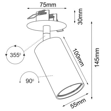 Brosline - Indbygningsspot 1xGU10/10W/230V sort