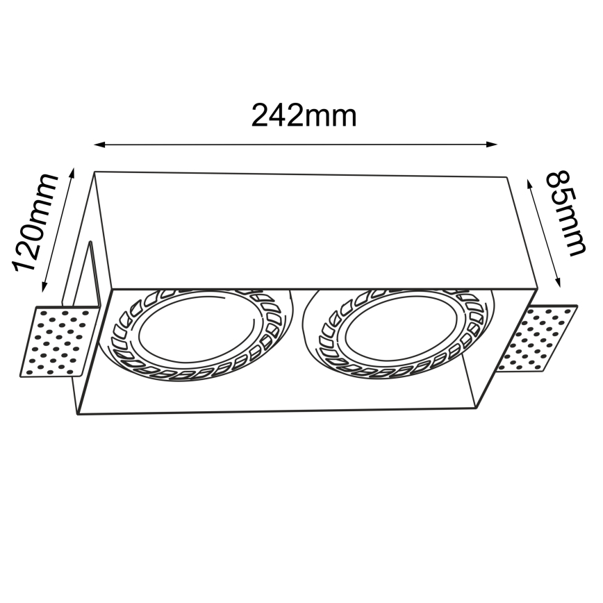 Brosline - Indbygningsarmatur 2x GU10 / 18 W / 230 V, sort