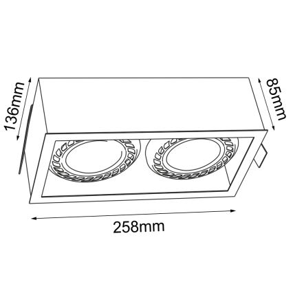 Brosline - Indbygningsspot 2x GU10/18W/230V, sort