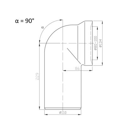 Bruckner - 90° toilettilslutningsbøjning 11 cm hvid
