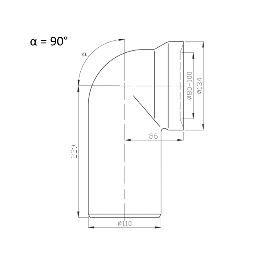 Bruckner - 90° toilettilslutningsbøjning 11 cm hvid