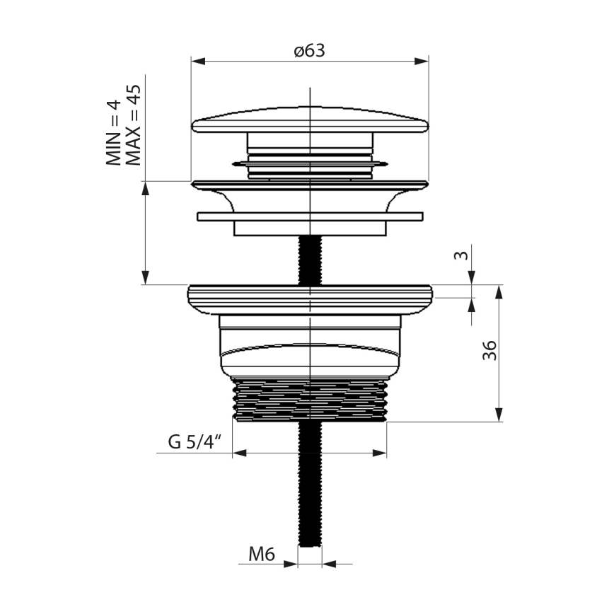Bruckner - Afløb til håndvask CLICK-CLACK diameter 6,3 cm rustfri