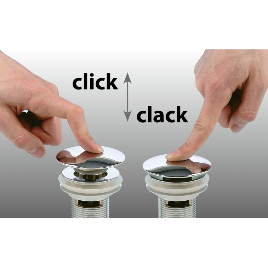Bruckner - Vaskafløb uden overløb CLICK-CLACK diameter 6,4 cm skinnende krom