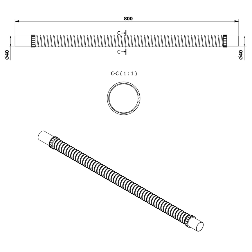 Bruckner - Fleksibelt tilslutningsrør 80 cm hvid