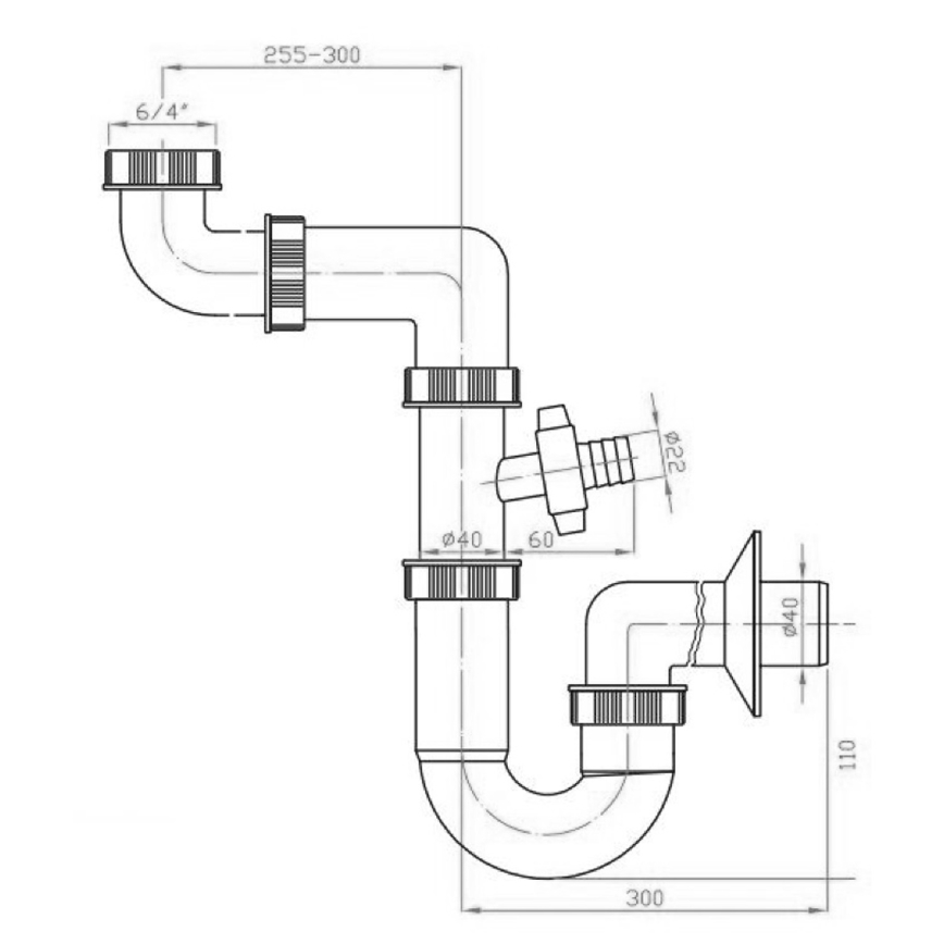 Bruckner - Hvid vaskesifon med afgang DN40