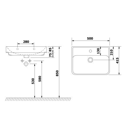Bruckner - Indbygget vask NEON 50x41,5 cm keramik/hvid