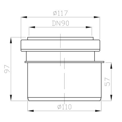 Bruckner - Reduktionsmuffe lav diameter 11 cm sort