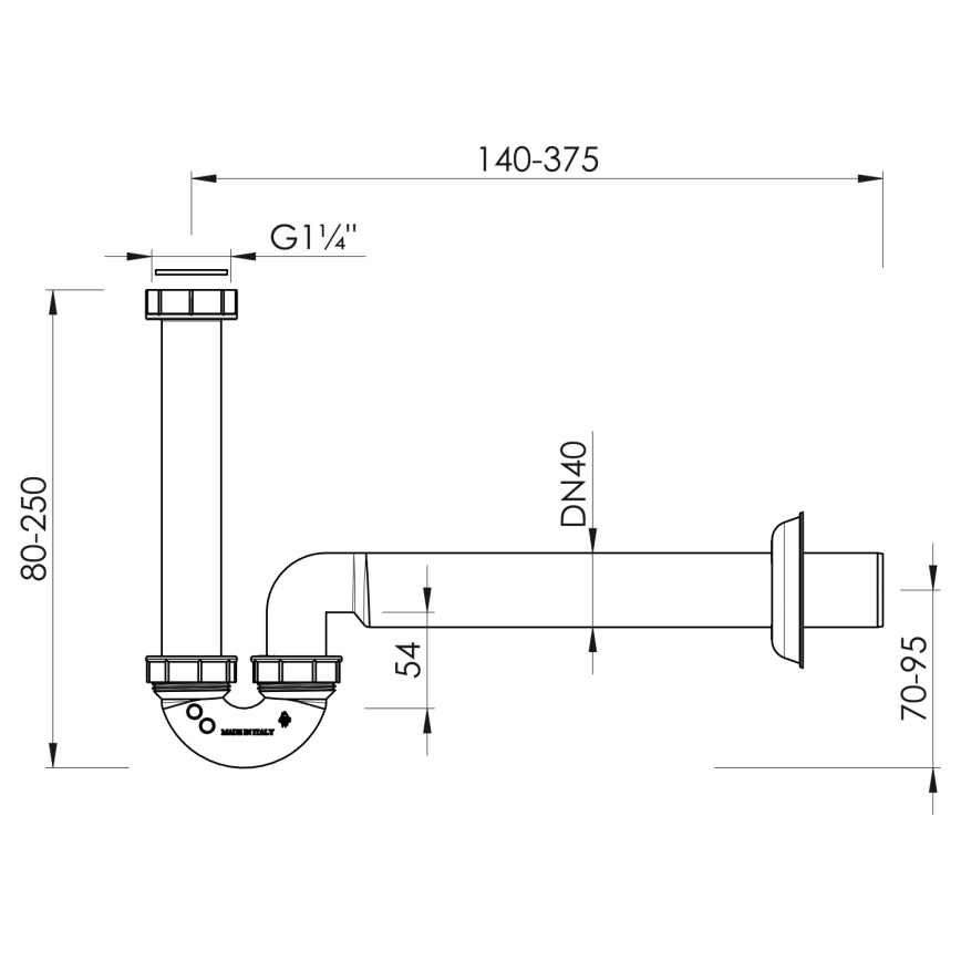 Bruckner - Vask-/bidetsifon lav DN40 hvid