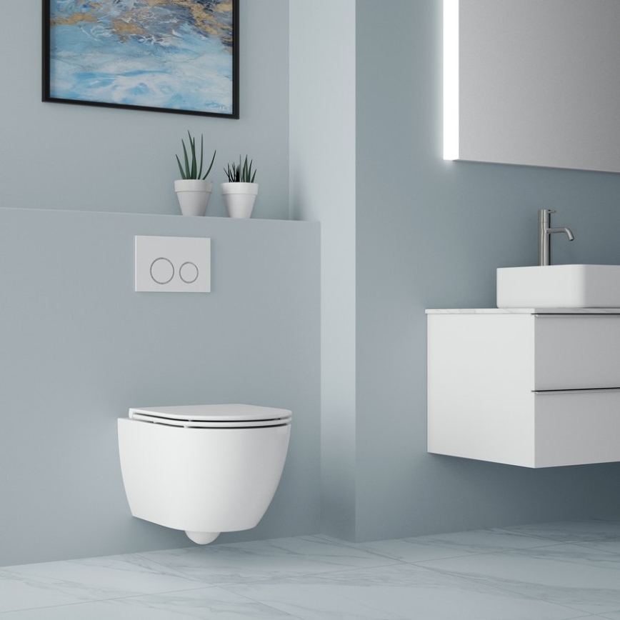 Bruckner - Væghængt toilet Vortex Rimless FULDA keramik/hvid