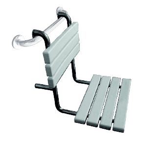 Brusesæde 44 x 50 cm, sølv/hvid