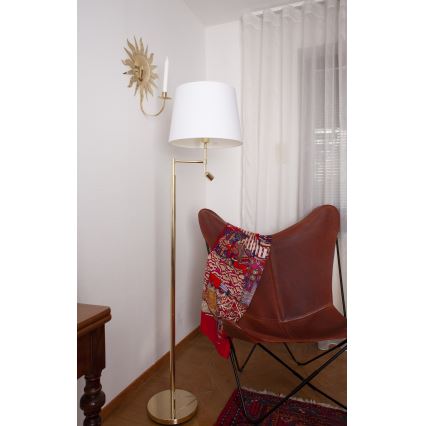 ByRydens - LED gulvlampe ORLANDO 1xE27/5W/230V + LED/3W hvid/guldfarvet diameter 36 cm