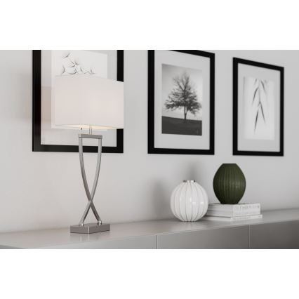 ByRydens - Bordlampe OMEGA 1xE27/5W/230V hvid/skinnende krom